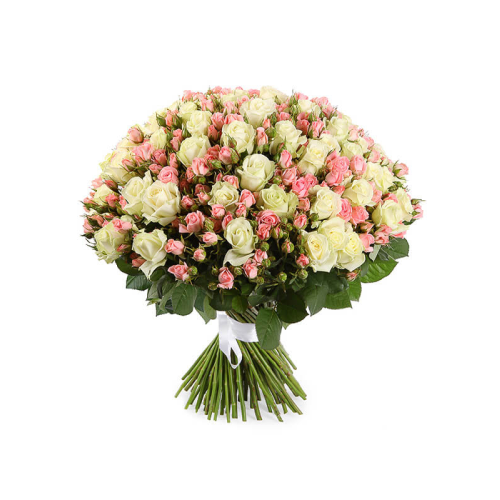 Купить на заказ Букет из 101 белой розы (микс) с доставкой в Уральске